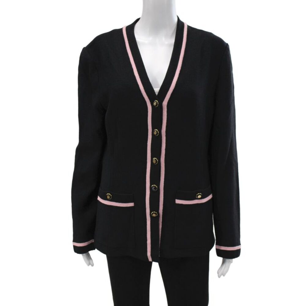 St. John Collection By Marie Gray Unisex Cardigan Black Wool Size M